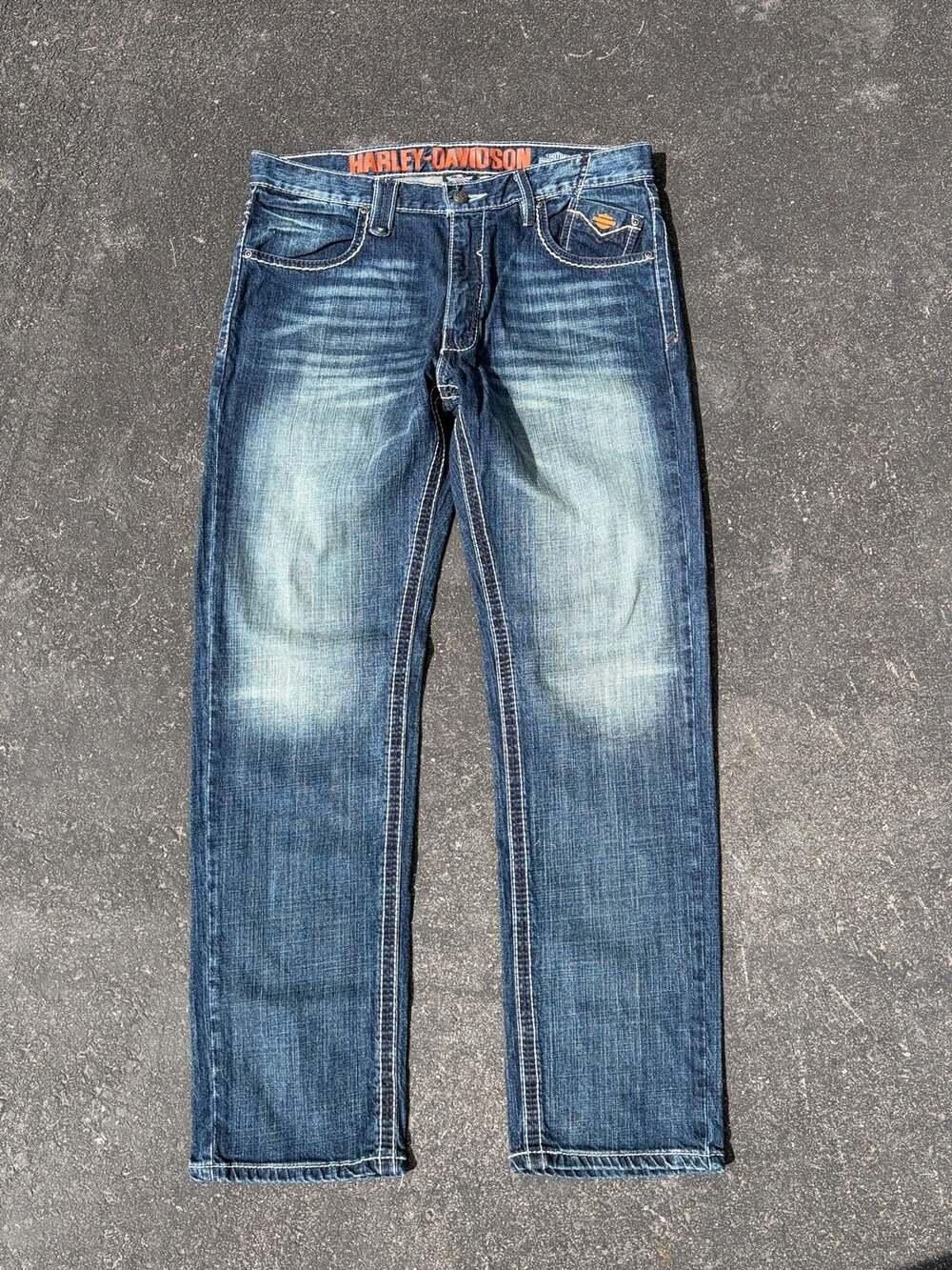 Harley-Davidson Men's Thick Stitch Straight Leg Jeans 34x32